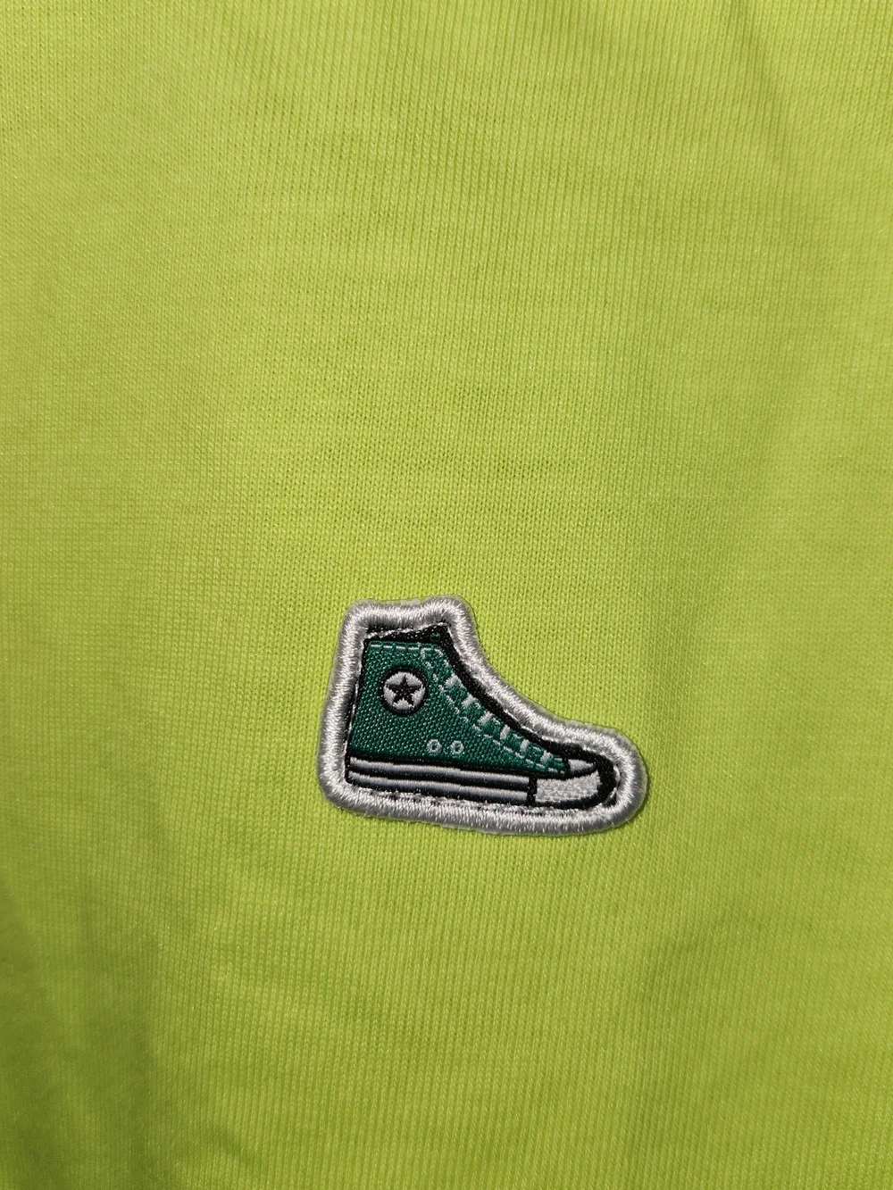 Converse Lime Green Tee with Teal Shoulder Panels
